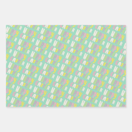 Frohes Osterfarben Moderne Streifen Pastell Gesche Geschenkpapier Set (Vorderseite 2)