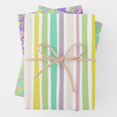Frohes Osterfarben Moderne Streifen Pastell Gesche Geschenkpapier Set (Beispiel)