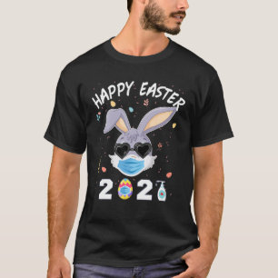 Frohes Ostern 2021 Sonnenhasen mit Maske Sanit T-Shirt
