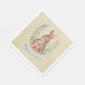 Frohes Ostern Bunny im Garten Wasserfarben Blume Serviette (Ecke)