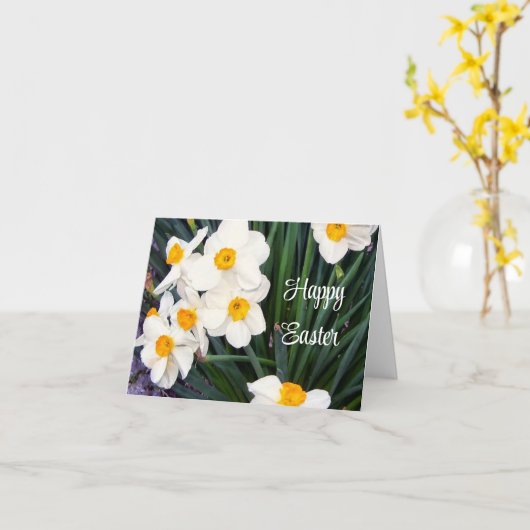 Frohes Ostern mit weißem Affodil Urlaub Karte (Gelbe Blume)
