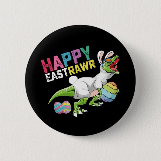 Frohes Ostern T Rex Dinosaur Osterhase Ei Button (Vorderseite)