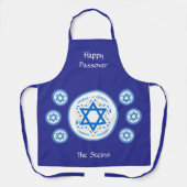 Frohes PESSACH Blaue Davidstern NAME P Platzsets Schürze (Vorderseite)