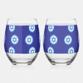 Frohes PESSACH Blauer Davidstern NAME Weinglas Ohne Stiel (Links)