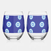 Frohes PESSACH Blauer Davidstern NAME Weinglas Ohne Stiel (Rechts)