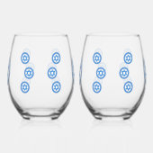 Frohes PESSACH Blauer Davidstern NAME Weinglas Ohne Stiel (Links)