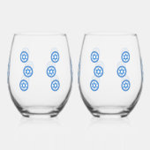Frohes PESSACH Blauer Davidstern NAME Weinglas Ohne Stiel (Rechts)