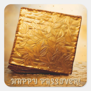 Frohes Pessach! Goldene Matze Quadratischer Aufkleber