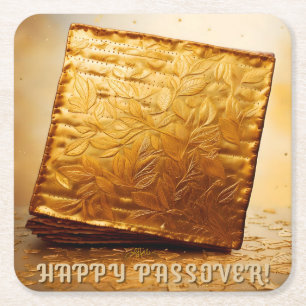 Frohes Pessach! Goldene Matze Rechteckiger Pappuntersetzer
