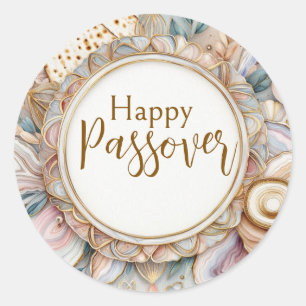 Frohes Pessach-Seder Rosa Beige Achat-Marmor Runder Aufkleber