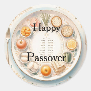 Frohes Pessach Seder Teller - Minimalistisch Moder Runder Aufkleber
