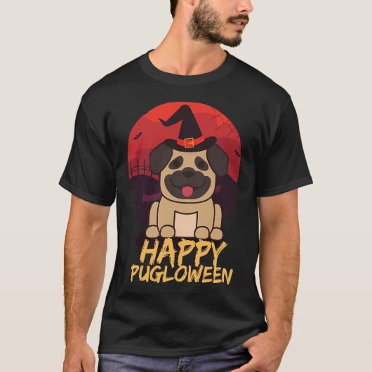Frohes Pugloween T-Shirt (Vorderseite)