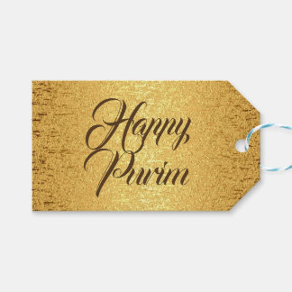 Frohes Purim-Geschenk-Anhänger Gold Braun Folie Geschenkanhänger