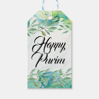 Frohes Purim-Geschenk-Anhänger Wasserfarbe Grün Go Geschenkanhänger