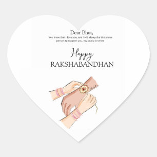 frohes Rakhi, Rakshabandhan, indisches Festival, Herz-Aufkleber