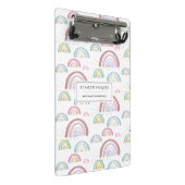 Frohes Regenbogen-Muster personalisiertes Klemmbre Mini Klemmbrett (Schrägansicht)