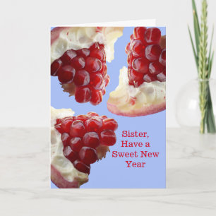 Frohes Rosch ha-Schana Schwester mit Granatapfel Feiertagskarte
