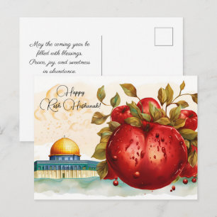 Frohes Rosh Hashana mit Felsendom & Apfel Postkarte