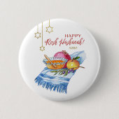 Frohes Rosh Hashanah in Aquarell Button (Vorderseite)
