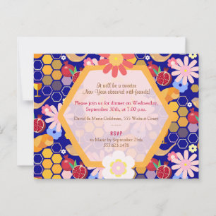 Frohes Rosh Hashanah Jüdisches Neujahr Blumenmuste Postkarte