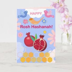 Frohes Rosh Hashanah Jüdisches Neujahr Florales Mu Karte