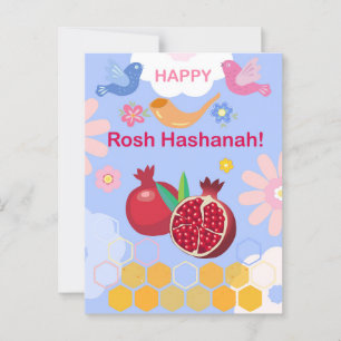 Frohes Rosh Hashanah Jüdisches Neujahr Florales Mu Postkarte