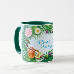 Frohes Rosh Hashanah jüdisches Neujahr Honig & Apf Tasse