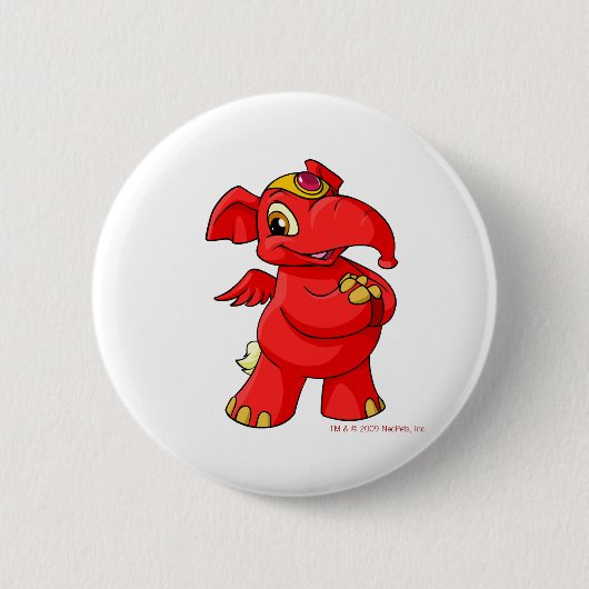 Frohes rotes Elephante Button (Vorderseite)