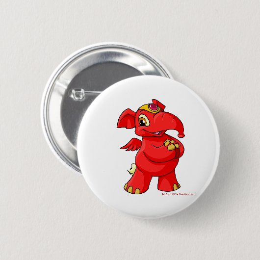 Frohes rotes Elephante Button (Vorne & Hinten)