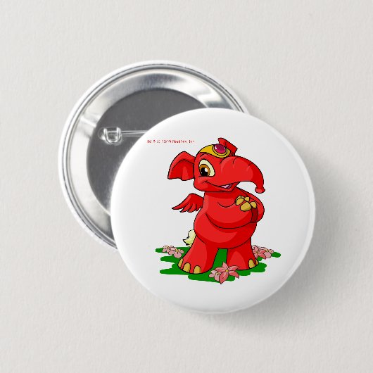 Frohes rotes Elephante in Shenkuu Button (Vorne & Hinten)