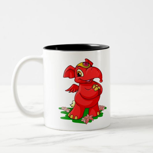 Frohes rotes Elephante in Shenkuu Zweifarbige Tasse (Links)