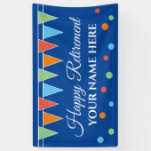 Frohes Ruhestandsbanner mit bunten Fahnen Banner (Vertikal)