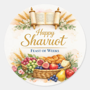 Frohes Schavuot-Sticker, Festivalfrüchte Runder Aufkleber