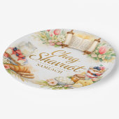 Frohes Schawuot, Chag Schawuot Sameach Aquarell Pappteller (Schrägansicht)