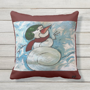 Frohes Schneemann-Kissen Kissen