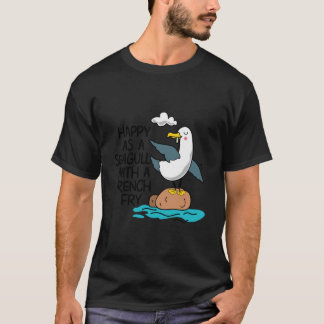 Frohes Seagull mit französischen Fry Funny Bird Fr T-Shirt