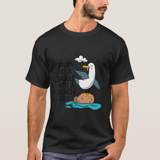Frohes Seagull mit französischen Fry Funny Bird Fr T-Shirt (Vorderseite)