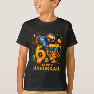 Frohes Sechs Sieben Chanukka Lustiges Meme Menora T-Shirt