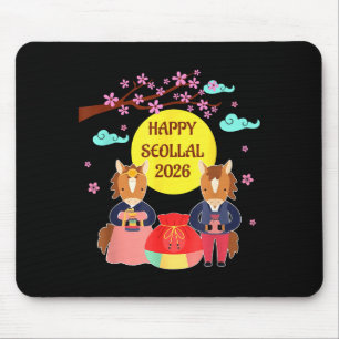 Frohes Seollal 2026 Koreanisches Neujahr des Pferd Mousepad