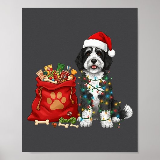 Frohes Sheepadoodle Weihnachtslicht Hundemutter Sh Poster (Vorne)