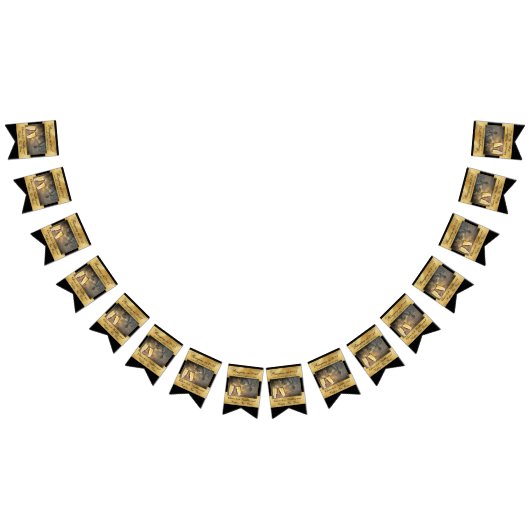 Frohes Silvester Elegant Modernes Schwarzes Gold Wimpelkette (Alle)