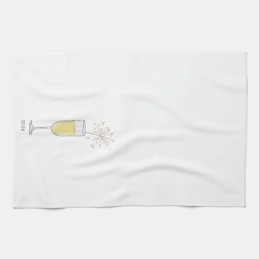 Frohes Silvester Party Champagner Jahr Geschirrtuch (Horizontal)