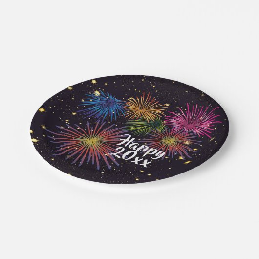 Frohes Silvesterabend-Party-Teller Pappteller (Schrägansicht)