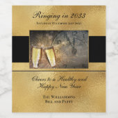 Frohes Silvesterfest im Schwarzen Gold Weinetikett (Einzelnes Label)