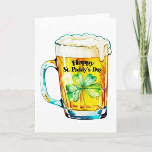 Frohes St. Paddy's Day-Bierkrug-Shamrock Irischer  Karte