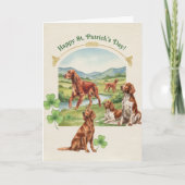 Frohes St. Patrick’s Day Irischer Setter Hund Kart Karte (Vorderseite)