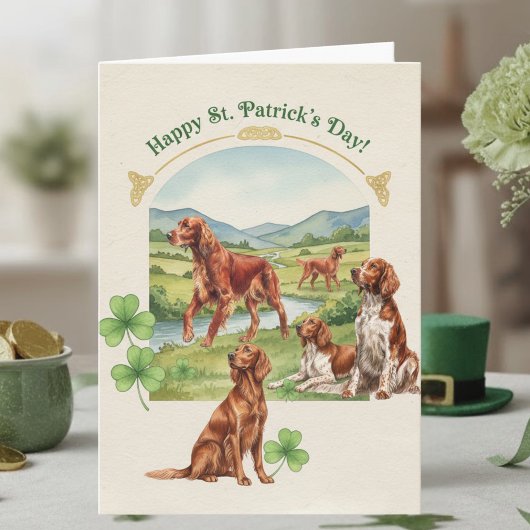 Frohes St. Patrick’s Day Irischer Setter Hund Kart Karte