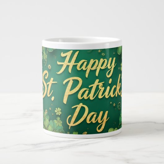 Frohes St. Patrick’s Day Kleeblatt-Design Jumbo-Tasse (Vorderseite)