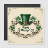Frohes St. Patrick’s Day Kleeblatt-Design Magnetkarte (Vorne/Hinten)