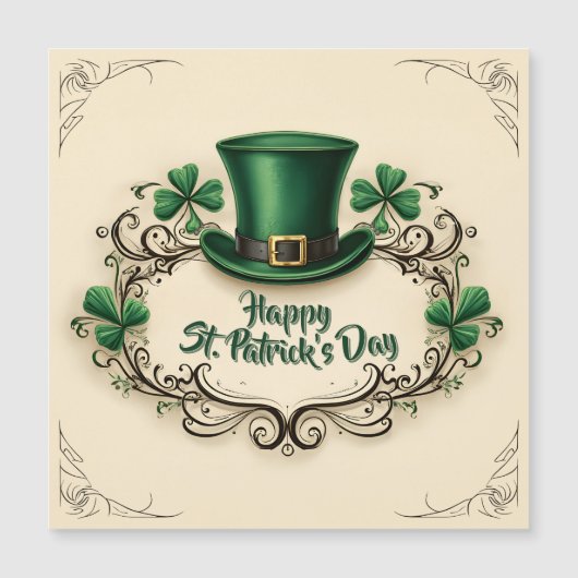 Frohes St. Patrick’s Day Kleeblatt-Design Magnetkarte (Vorderseite)